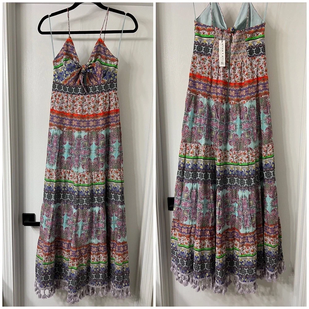 Alice + Olivia Minka Floral Tassel-Fringe Maxi Dress - Picture 8 of 17